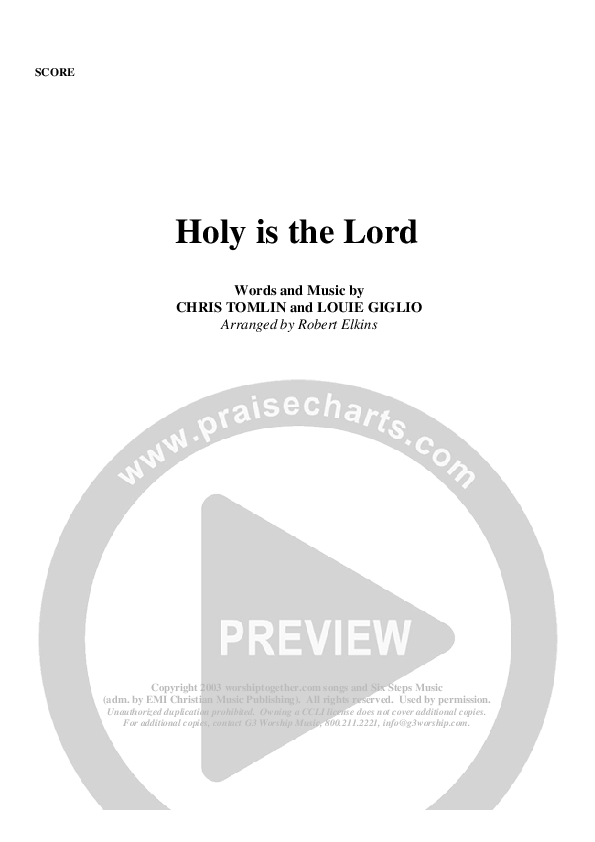 Holy Is The Lord Orchestration (G3 Worship)