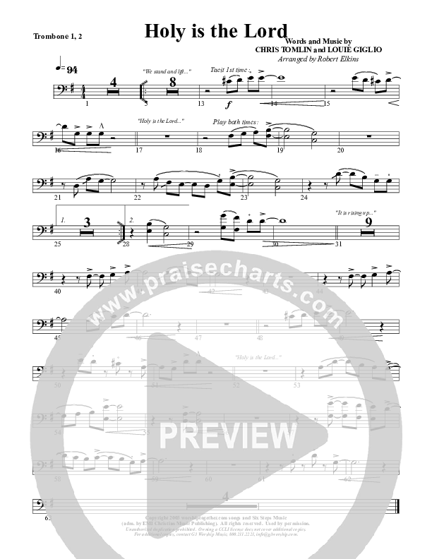 Holy Is The Lord Trombone 1/2 (G3 Worship)