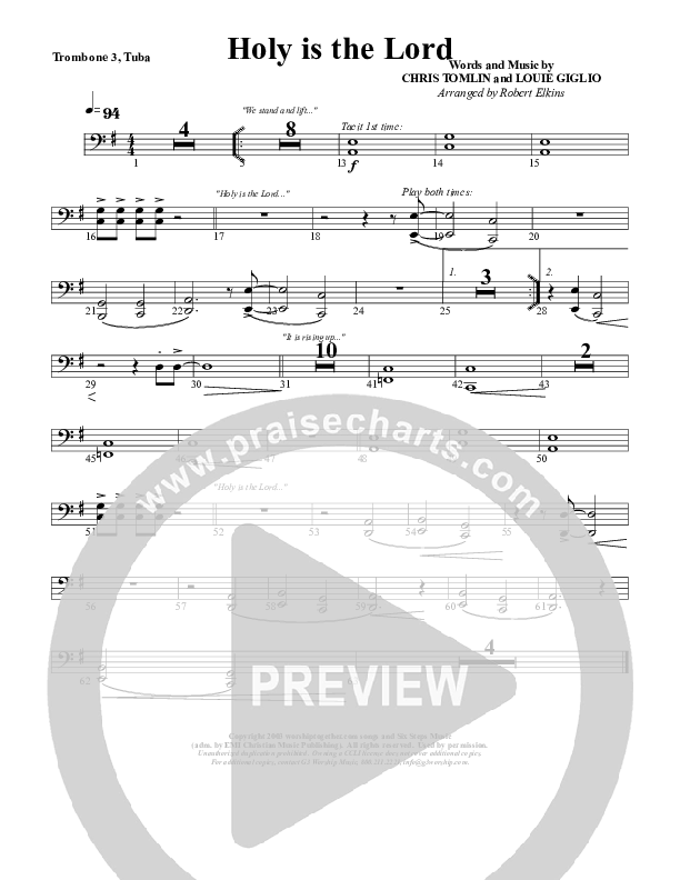 Holy Is The Lord Trombone 3 (G3 Worship)
