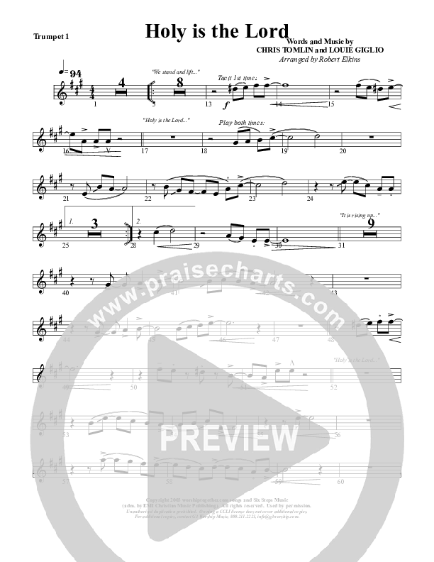 Holy Is The Lord Trumpet 1 (G3 Worship)