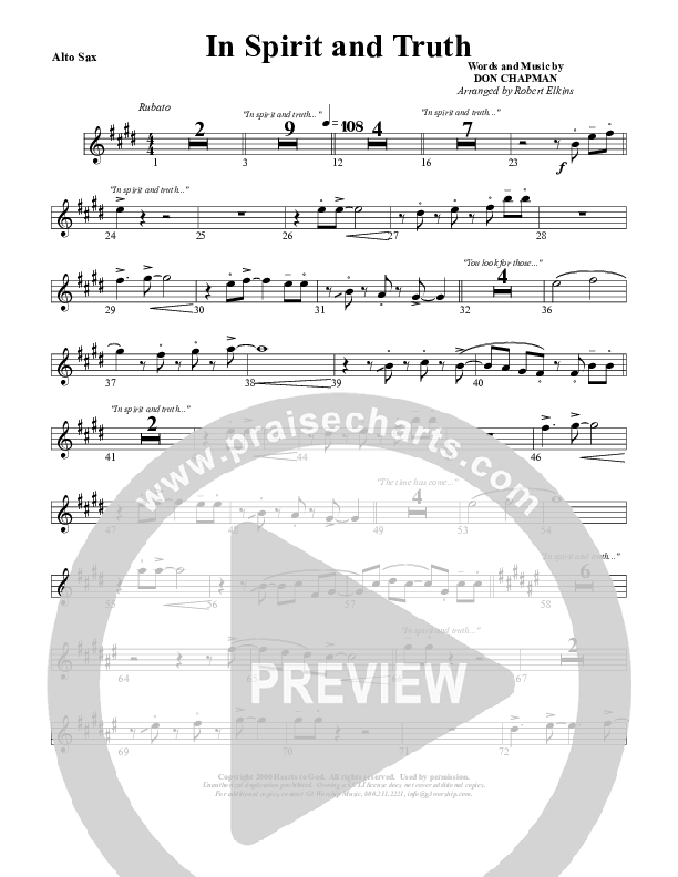 In Spirit And Truth Alto Sax (G3 Worship)