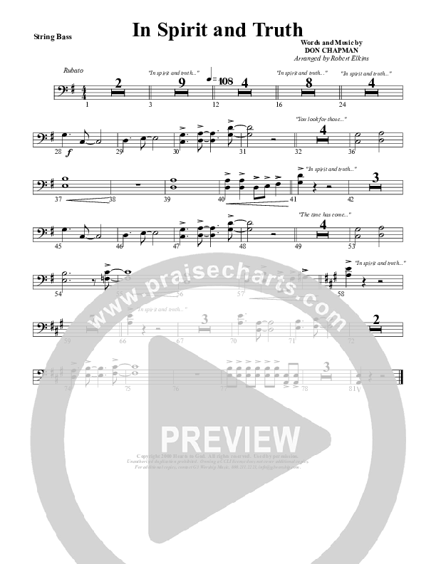 In Spirit And Truth Double Bass (G3 Worship)