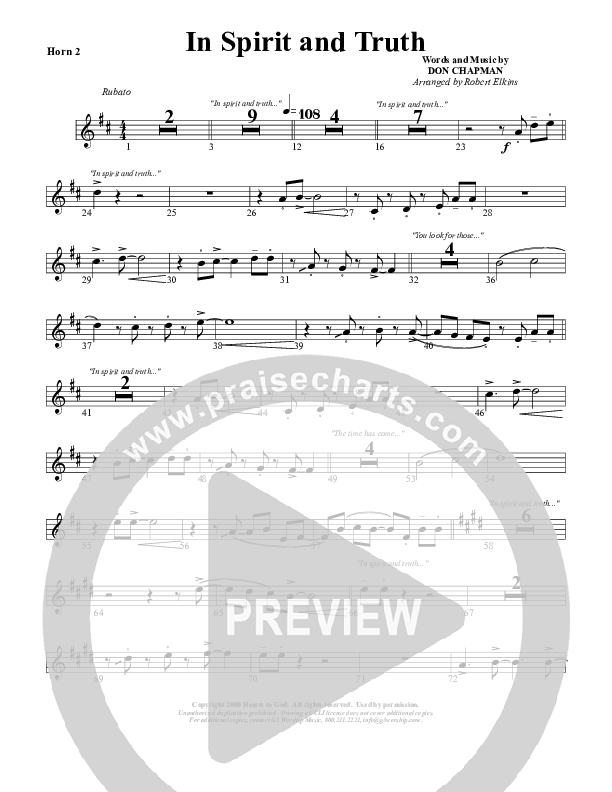 In Spirit And Truth French Horn 2 (G3 Worship)