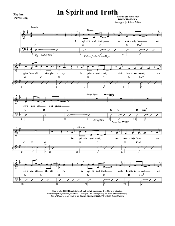 In Spirit And Truth Percussion (G3 Worship)