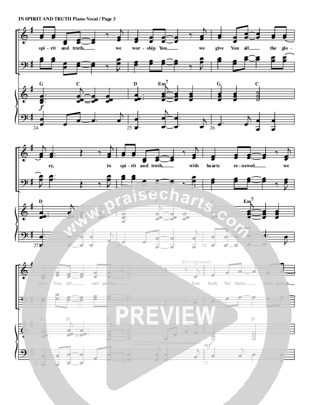 In Spirit And Truth Piano/Vocal & Lead (G3 Worship)