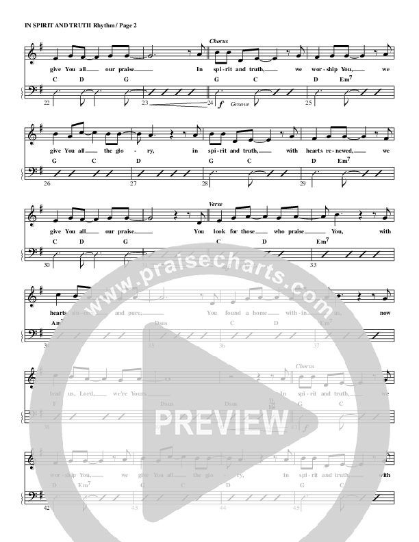 In Spirit And Truth Rhythm Chart (G3 Worship)