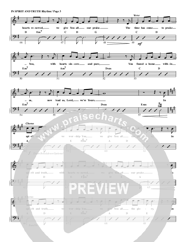 In Spirit And Truth Rhythm Chart (G3 Worship)