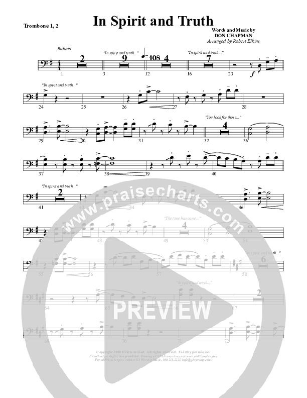 In Spirit And Truth Trombone 1/2 (G3 Worship)