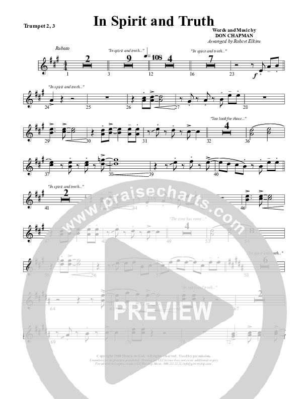In Spirit And Truth Trumpet 2/3 (G3 Worship)