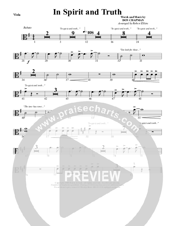 In Spirit And Truth Viola (G3 Worship)