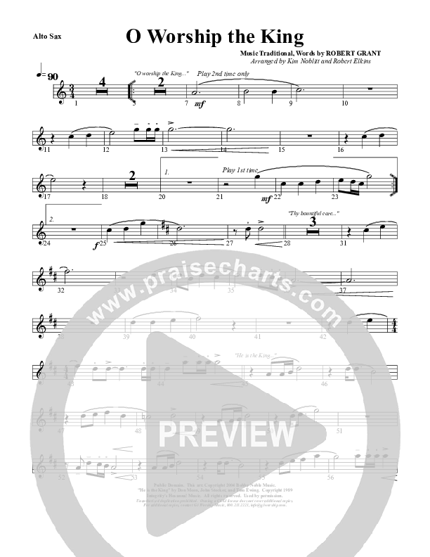 O Worship The King Alto Sax (G3 Worship)