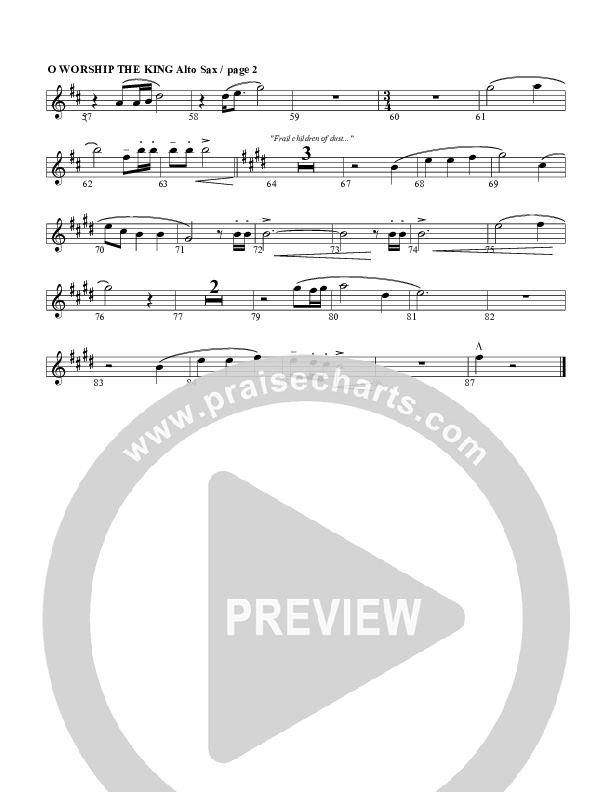 O Worship The King Alto Sax (G3 Worship)