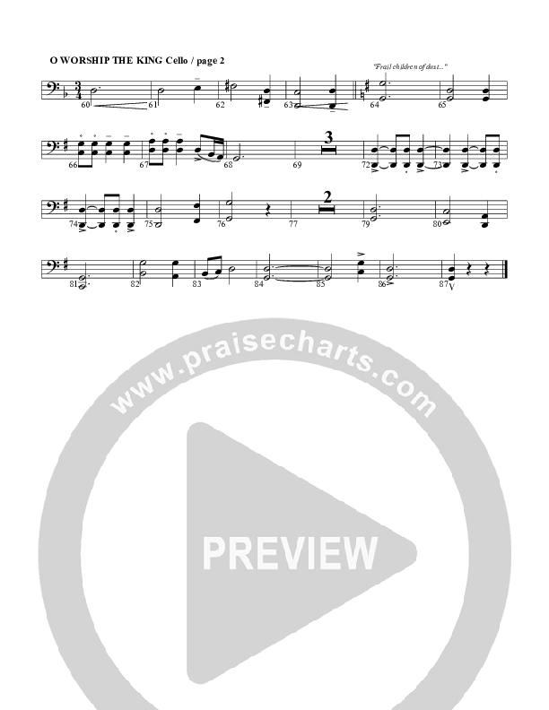 O Worship The King Cello (G3 Worship)