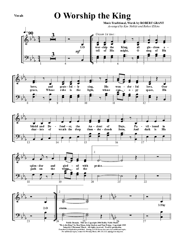 O Worship The King Chord Chart (G3 Worship)