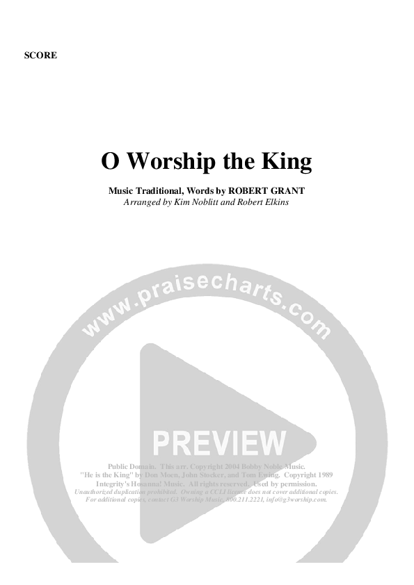 O Worship The King Orchestration (G3 Worship)