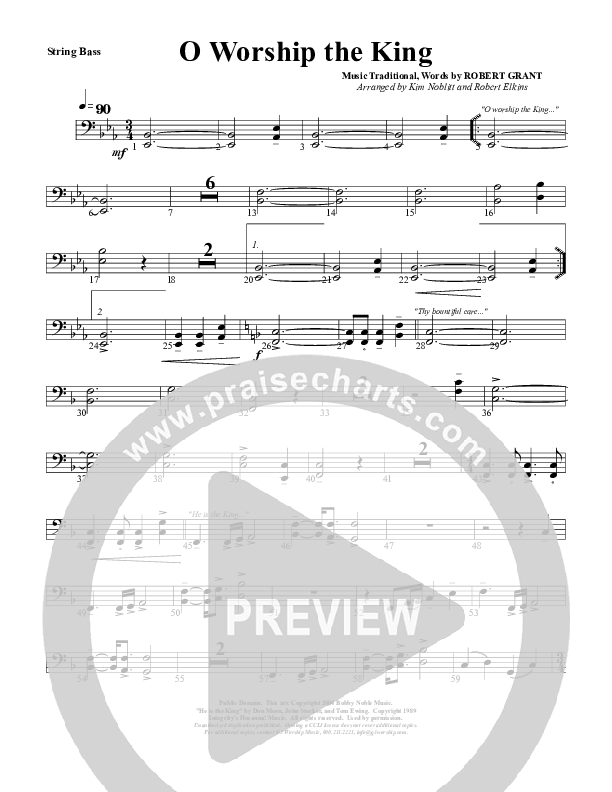 O Worship The King Double Bass (G3 Worship)