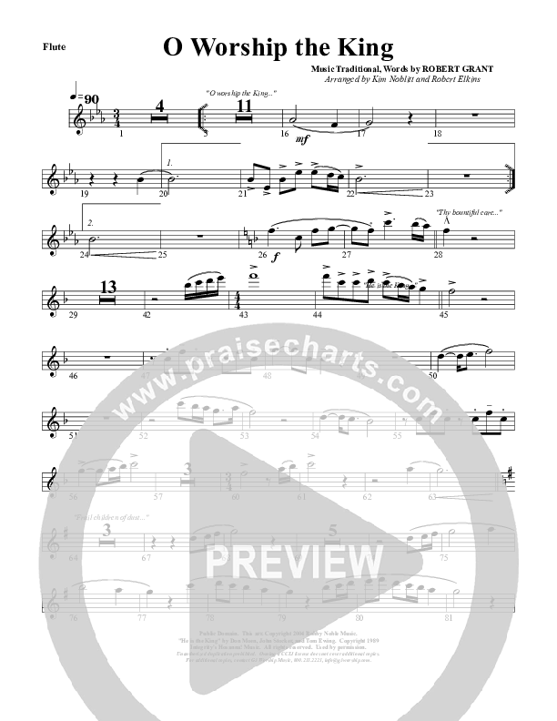 O Worship The King Flute (G3 Worship)