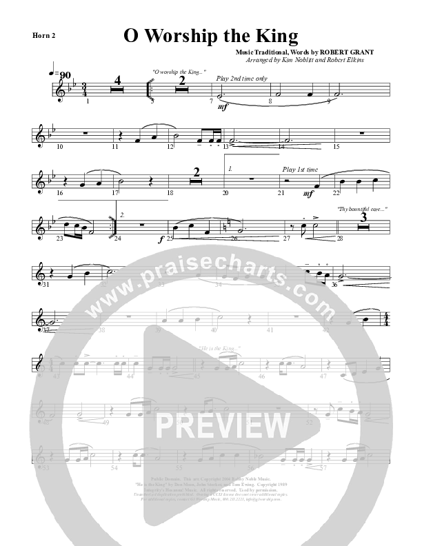 O Worship The King French Horn 2 (G3 Worship)