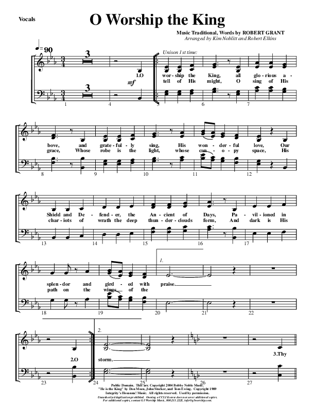 O Worship The King Lead Sheet (G3 Worship)