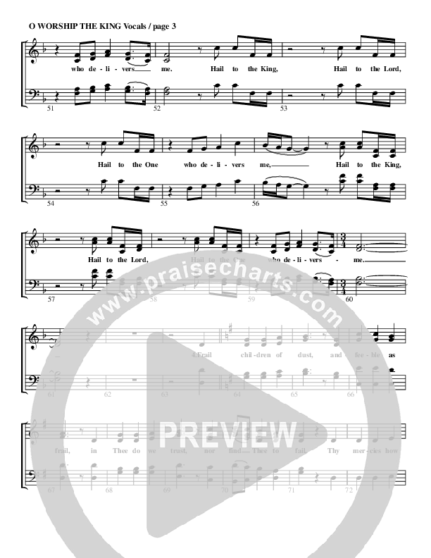 O Worship The King Lead Sheet (G3 Worship)