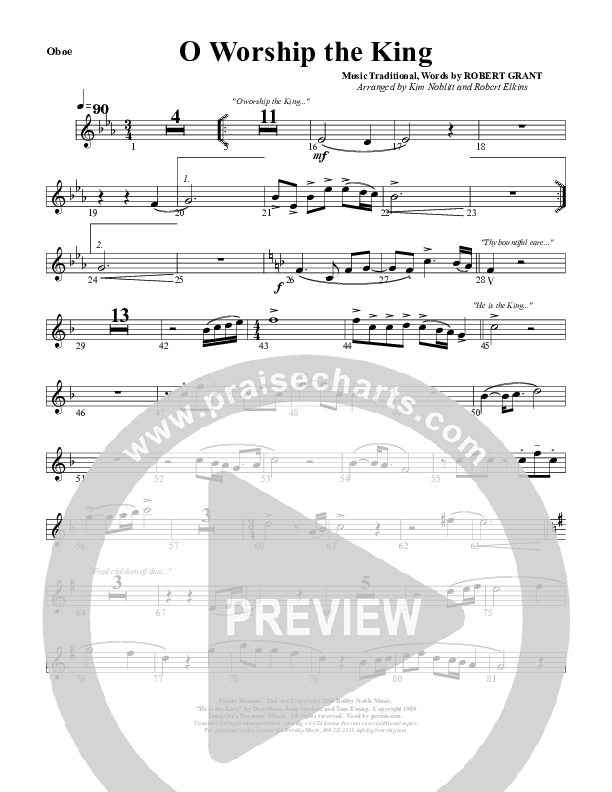 O Worship The King Oboe (G3 Worship)