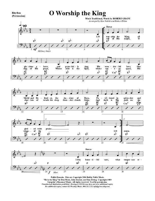 O Worship The King Percussion (G3 Worship)