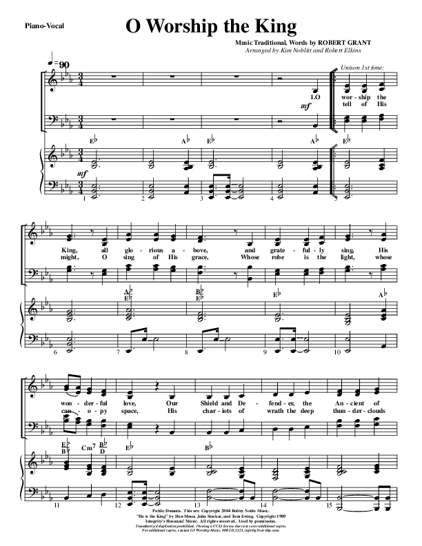 O Worship The King Piano/Vocal (G3 Worship)