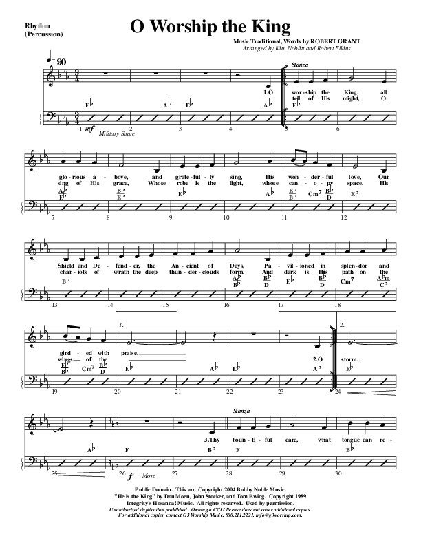O Worship The King Rhythm Chart (G3 Worship)