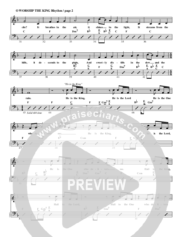 O Worship The King Rhythm Chart (G3 Worship)