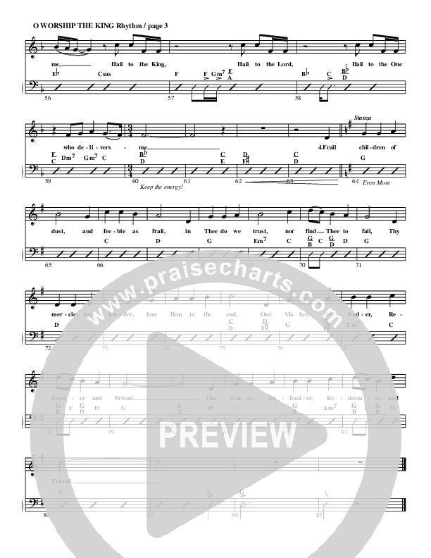 O Worship The King Rhythm Chart (G3 Worship)