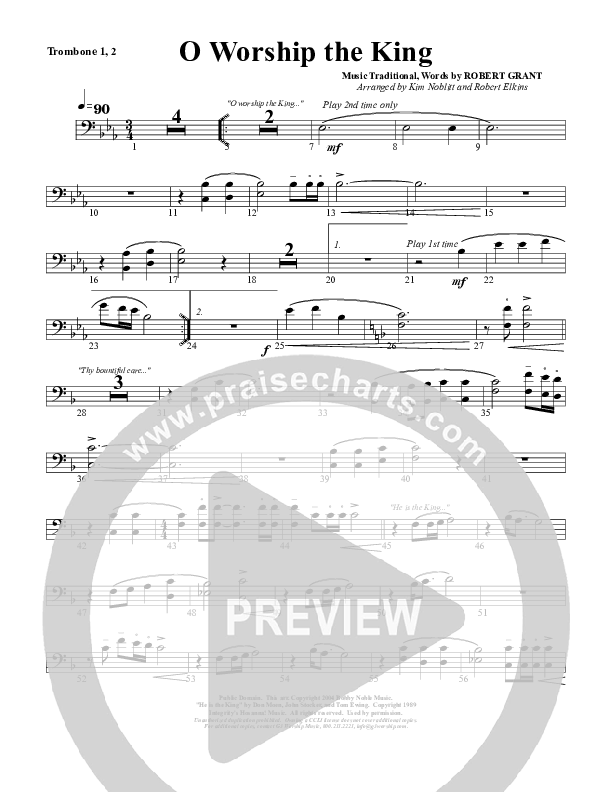 O Worship The King Trombone 1/2 (G3 Worship)