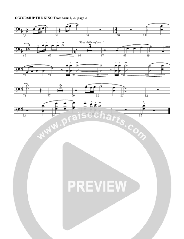 O Worship The King Trombone 1/2 (G3 Worship)