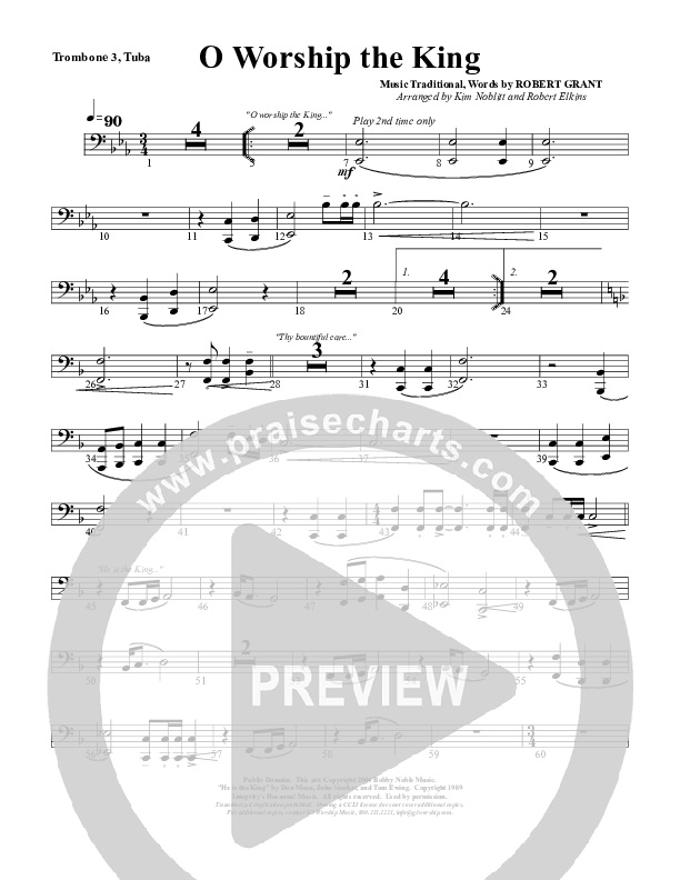 O Worship The King Trombone 3/Tuba (G3 Worship)