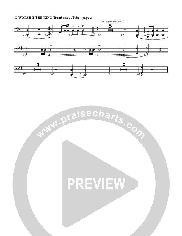 O Worship The King Trombone 3/Tuba (G3 Worship)