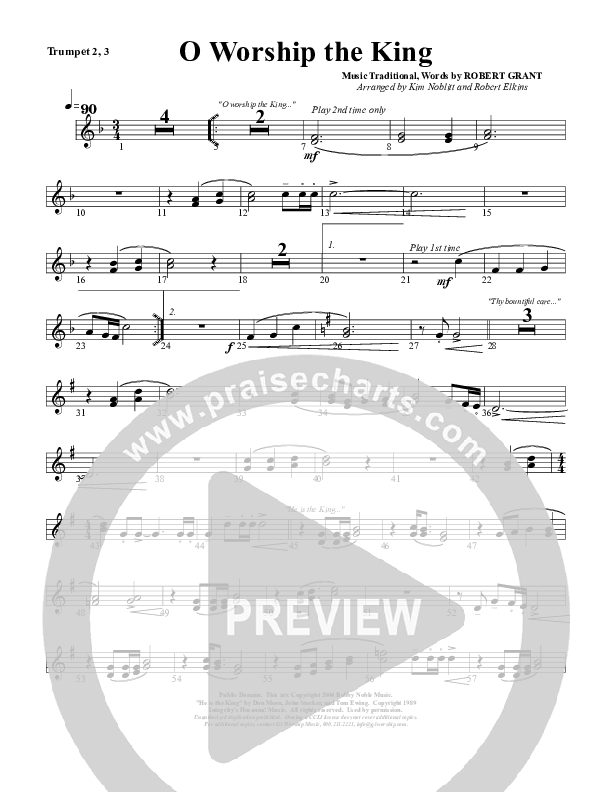 O Worship The King Trumpet 2/3 (G3 Worship)