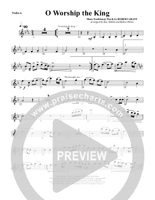 O Worship The King Violin 1 (G3 Worship)