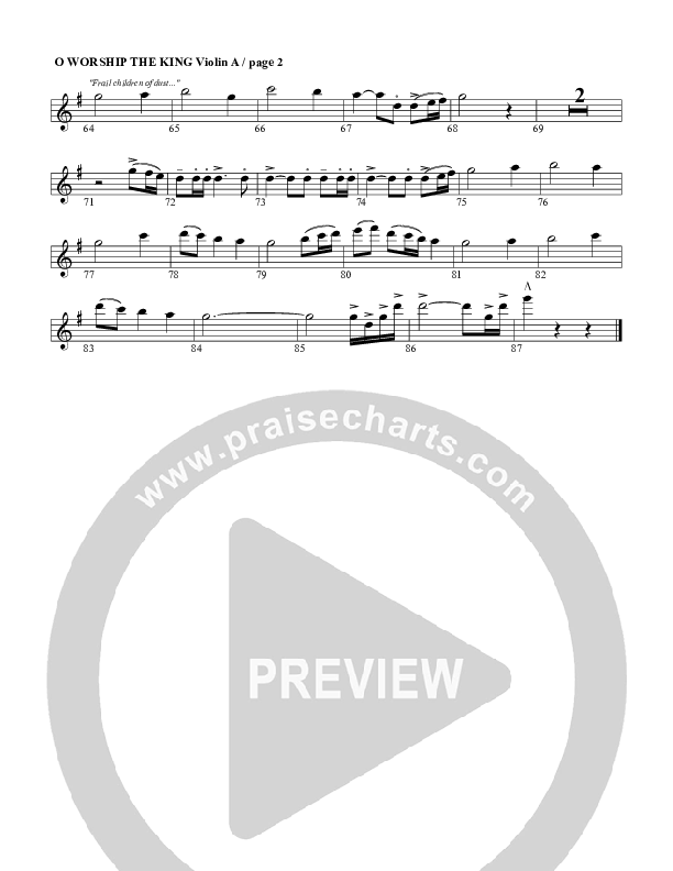 O Worship The King Violin 1 (G3 Worship)