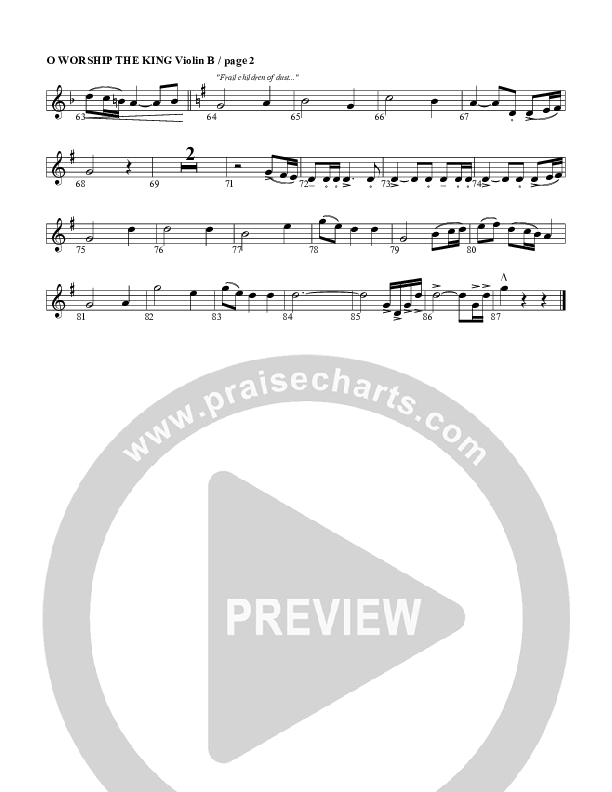 O Worship The King Violin 2 (G3 Worship)