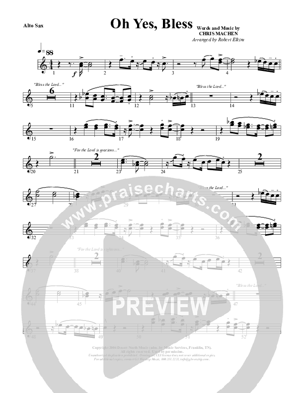 Oh Yes Bless Alto Sax (G3 Worship)
