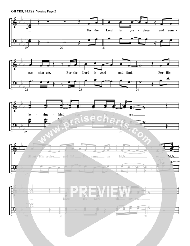 Oh Yes Bless Choir Sheet (G3 Worship)