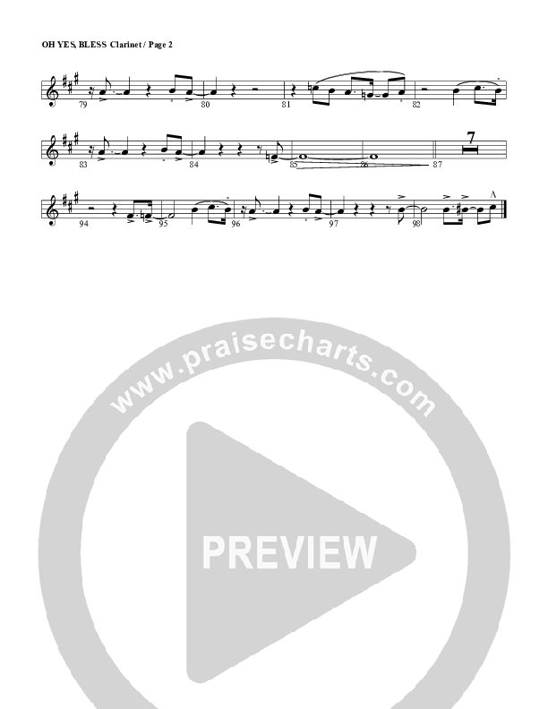 Oh Yes Bless Clarinet (G3 Worship)