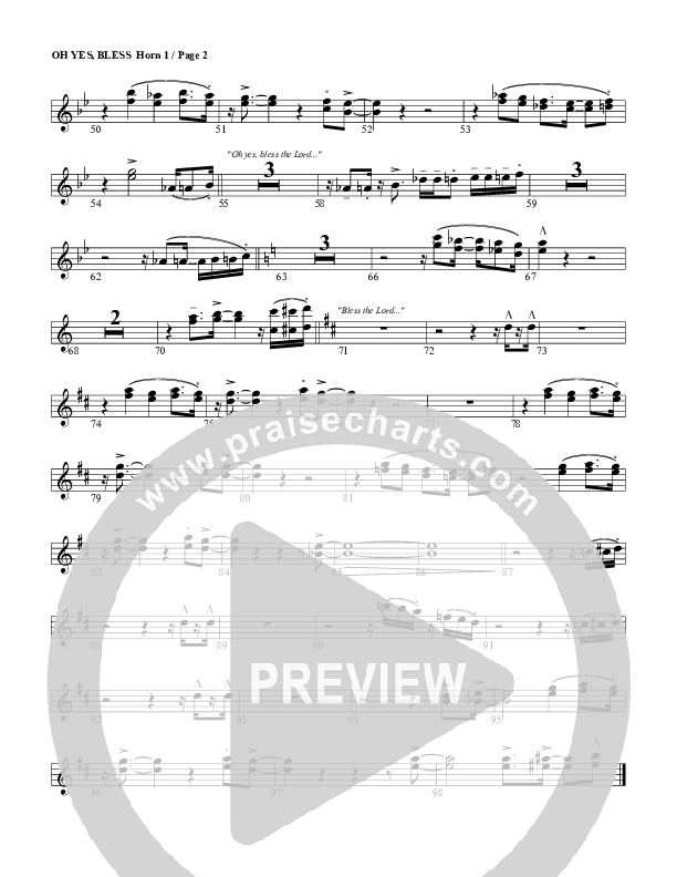 Oh Yes Bless French Horn 1 (G3 Worship)