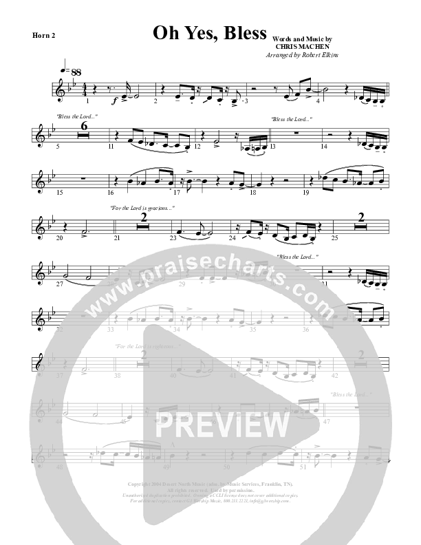 Oh Yes Bless French Horn 2 (G3 Worship)