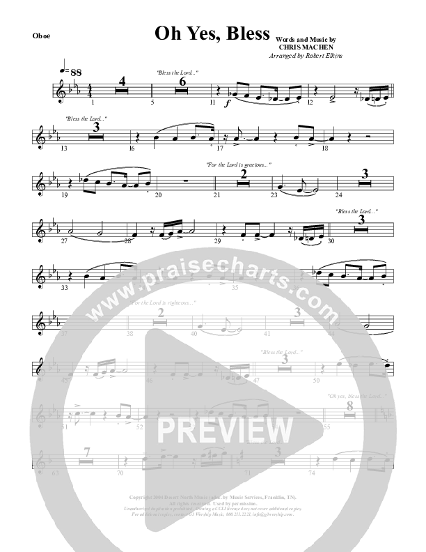 Oh Yes Bless Oboe (G3 Worship)
