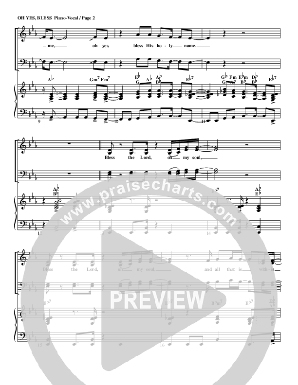 Oh Yes Bless Piano/Vocal (G3 Worship)