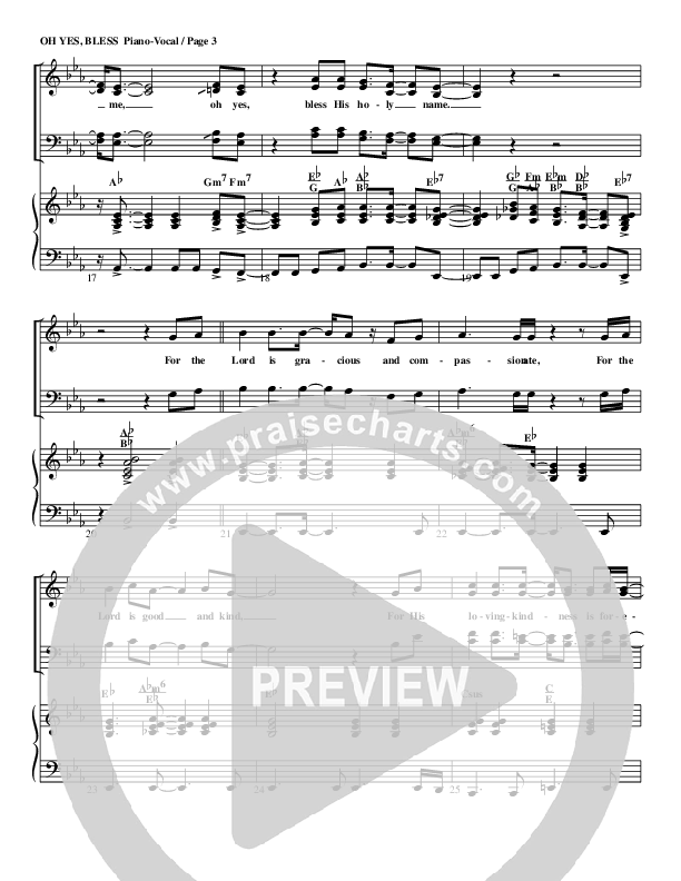Oh Yes Bless Piano/Vocal (G3 Worship)