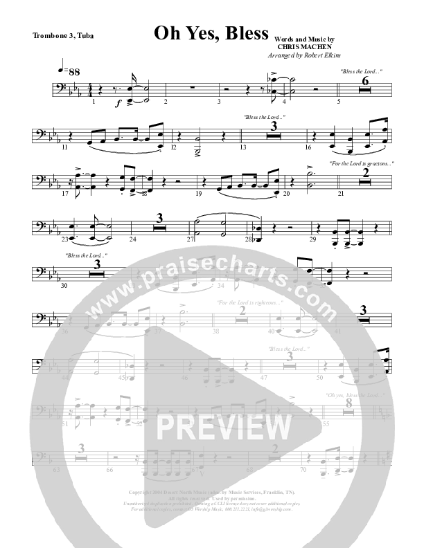 Oh Yes Bless Trombone 3/Tuba (G3 Worship)