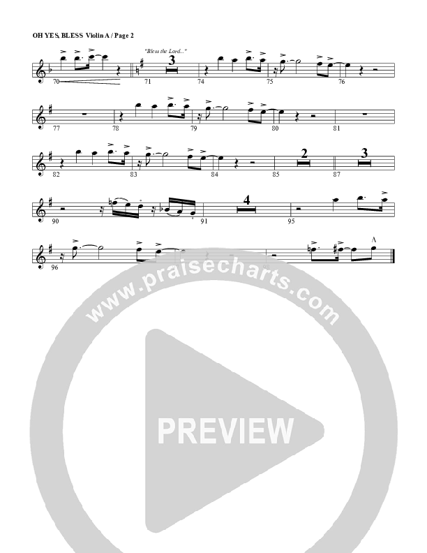 Oh Yes Bless Violin 1 (G3 Worship)