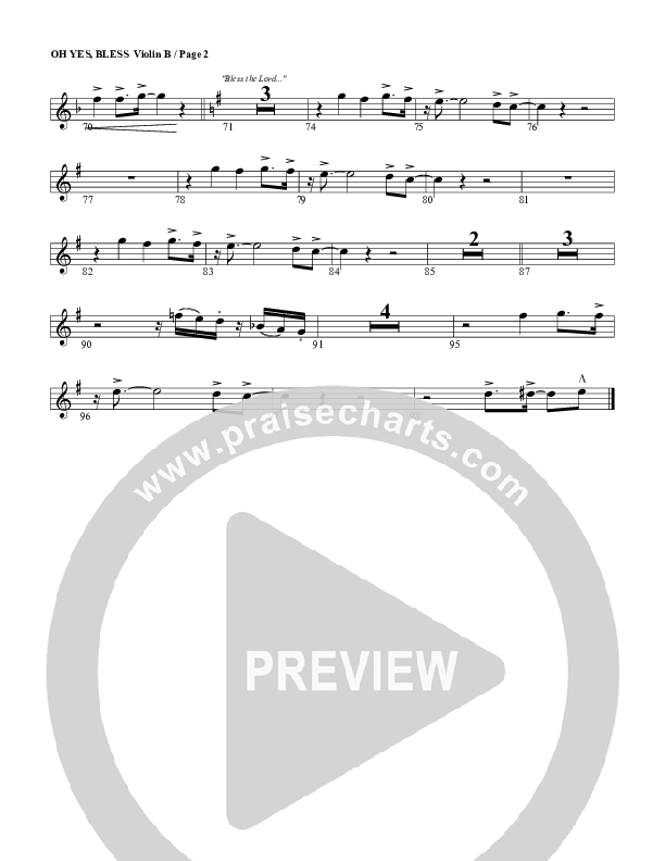 Oh Yes Bless Violin 2 (G3 Worship)