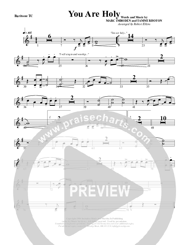 You Are Holy (Prince of Peace) Baritone TC (G3 Worship)